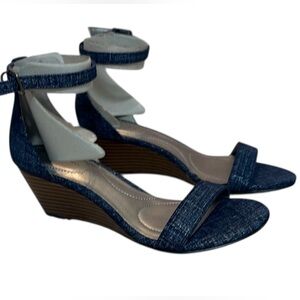 Denim Colored Strappy Wedges